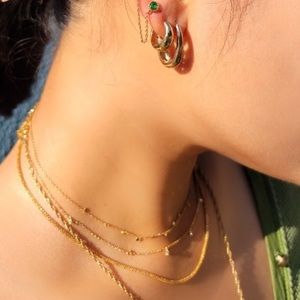 Teardrop hoop modern earrings dainty jewelry gold vermeil sterling silver korea